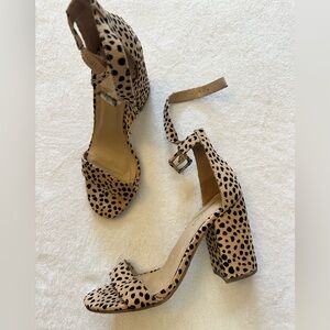 Leopard Print Block Heel Sandals